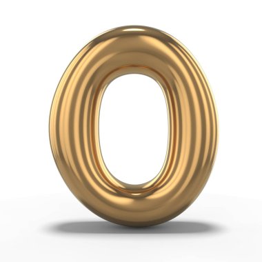 Harf O şişme balon beyaz arka plan üzerinde izole yapılmış. 3D render