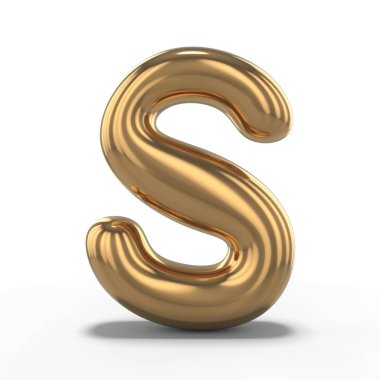 Şişme balon beyaz arka plan üzerinde izole yapılmış S harfi. 3D render