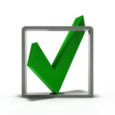 Yeşil onay işareti simgesini. Nokta. 3D render