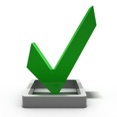 Yeşil onay işareti simgesini. Nokta. 3D render