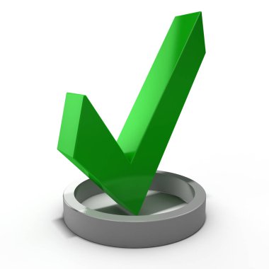 Yeşil onay işareti simgesini. Nokta. 3D render