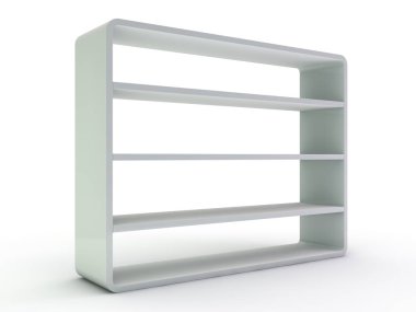 Beyaz boş closet. Bir dolap rafları ile. 3D render