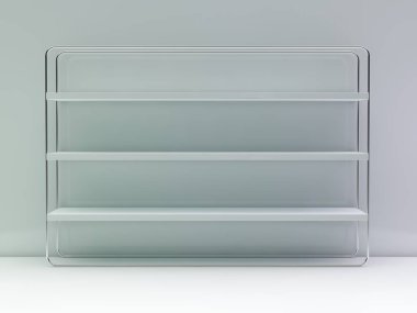 Beyaz boş closet. Bir dolap rafları ile. 3D render