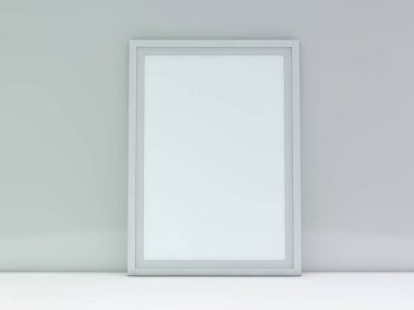 Arka plan üzerinde beyaz boş fotoğraf çerçevesi mockup. 3D render