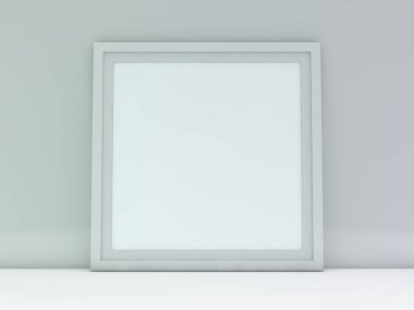 Arka plan üzerinde beyaz boş fotoğraf çerçevesi mockup. 3D render