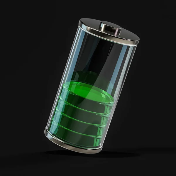 Battery Icon Green Charge Indicator Rendering — Stock Photo, Image