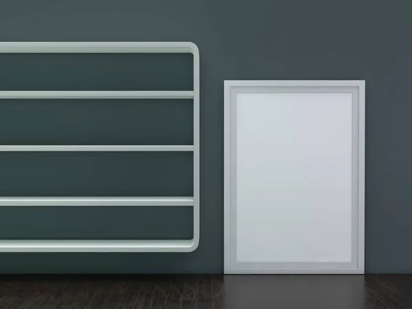 Vit Blank Foto Ram Mockup Över Bakgrund Rendering — Stockfoto