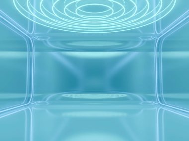 Soyut modern mimari arka plan, boş açık alan iç mekanı. 3B görüntüleme