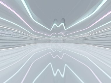 Soyut modern mimari arka plan, boş açık alan iç mekanı. 3B görüntüleme