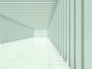 Soyut modern mimari arka plan, boş açık alan iç mekanı. 3B görüntüleme