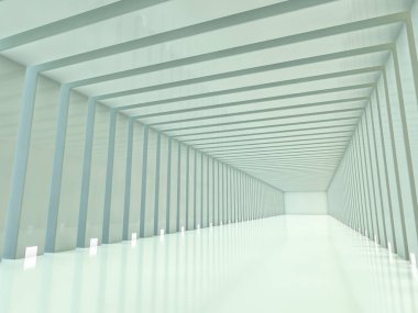 Soyut modern mimari arka plan, boş açık alan iç mekanı. 3B görüntüleme