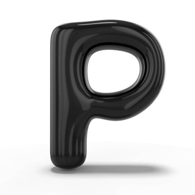 Mektup P şişme balon beyaz arka plan üzerinde izole yapılmış. 3D render