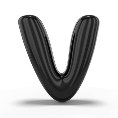 Mektup V şişme balon beyaz arka plan üzerinde izole yapılmış. 3D render