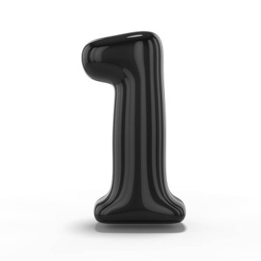 Şişme balon beyaz arka plan üzerinde izole yapılmış bir numara. 3D render