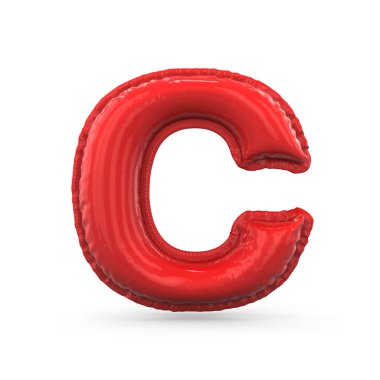 Şişme balon beyaz arka plan üzerinde izole kırmızı mektup C yapılmış. 3D render