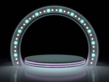 Soyut modern mimari arka plan, boş açık alan iç mekanı. 3B görüntüleme