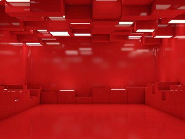 Soyut modern mimari arka plan, boş açık alan iç mekanı. 3B görüntüleme