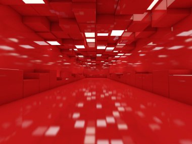 Soyut modern mimari arka plan, boş açık alan iç mekanı. 3B görüntüleme