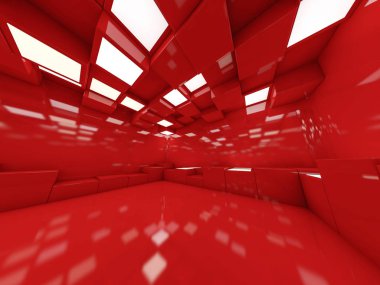 Soyut modern mimari arka plan, boş açık alan iç mekanı. 3B görüntüleme