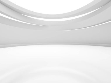 Soyut modern mimari arka plan, boş açık alan iç mekanı. 3B görüntüleme