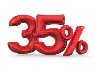 Kırmızı otuz beş yüzde şişme balon yaptım. Yüzde olarak ayarlayın. 3D render