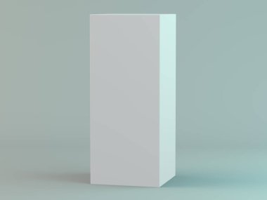Yansıması ile beyaz arka plan üzerinde dikey kutu boş. 3D