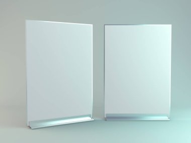 Beyaz yaprak kağıt ile kitapçıklar için stand. Mockup. 3D