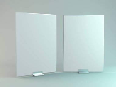 Beyaz yaprak kağıt ile kitapçıklar için stand. Mockup. 3D