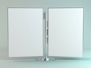 Beyaz yaprak kağıt ile kitapçıklar için stand. Mockup. 3D