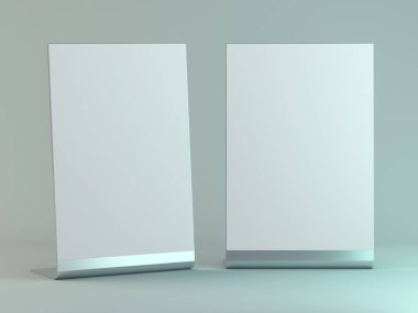 Beyaz yaprak kağıt ile kitapçıklar için stand. Mockup. 3D
