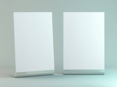 Beyaz yaprak kağıt ile kitapçıklar için stand. Mockup. 3D