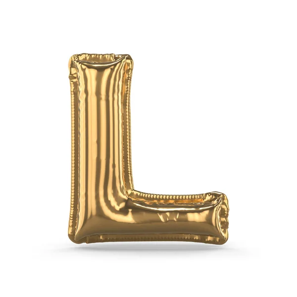 Arany betű L készült felfújható ballon elszigetelt. 3D — Stock Fotó