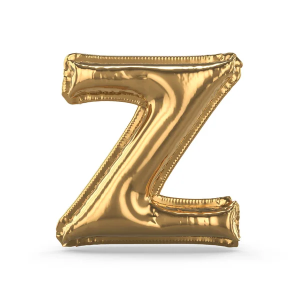 Golden letter Z made of inflatable balloon isolated. 3D — Stock Photo, Image