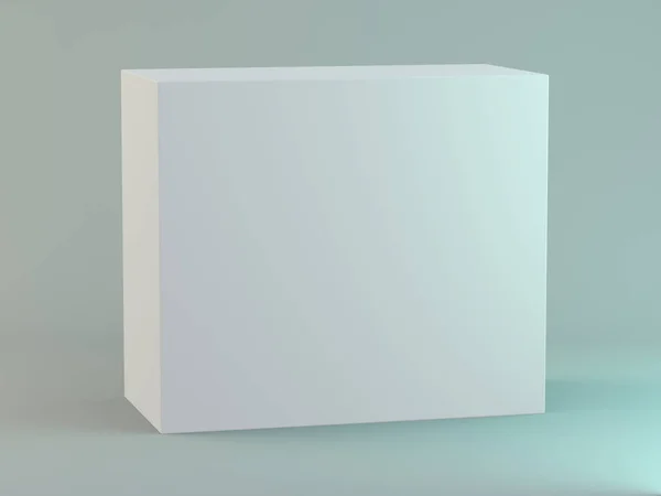 Caixa horizontal em branco sobre fundo branco com reflexão. 3D — Fotografia de Stock