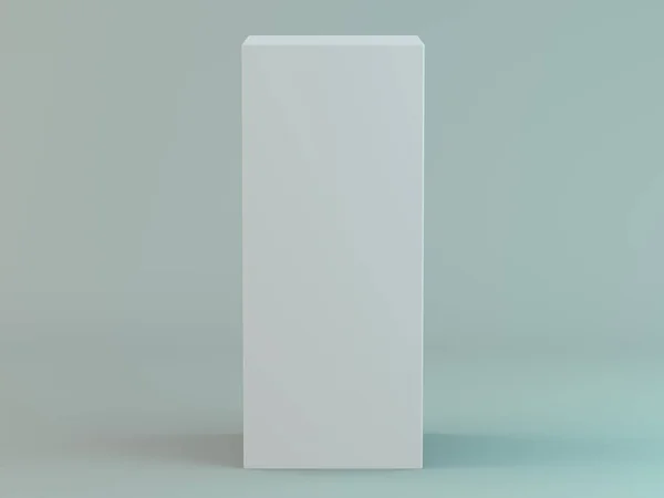 Caixa vertical em branco sobre fundo branco com reflexão. 3D — Fotografia de Stock