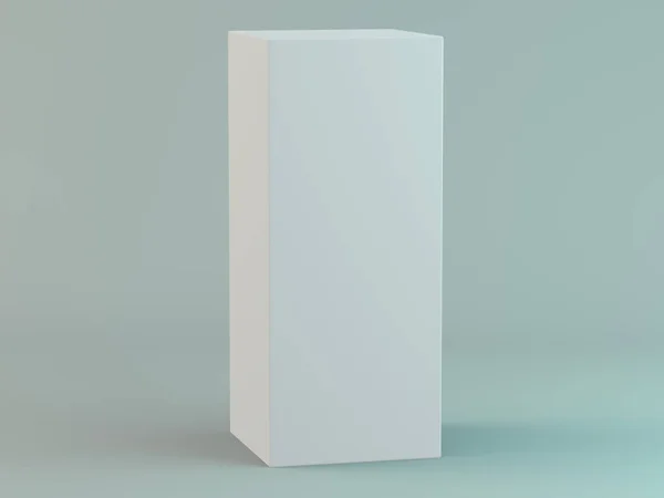 Caja vertical en blanco sobre fondo blanco con reflejo. 3D — Foto de Stock