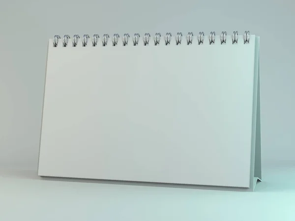 Leerer Tischkalender auf dem Tisch. Designattrappe. 3d — Stockfoto