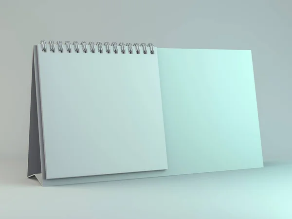 Leerer Tischkalender auf dem Tisch. Designattrappe. 3d — Stockfoto