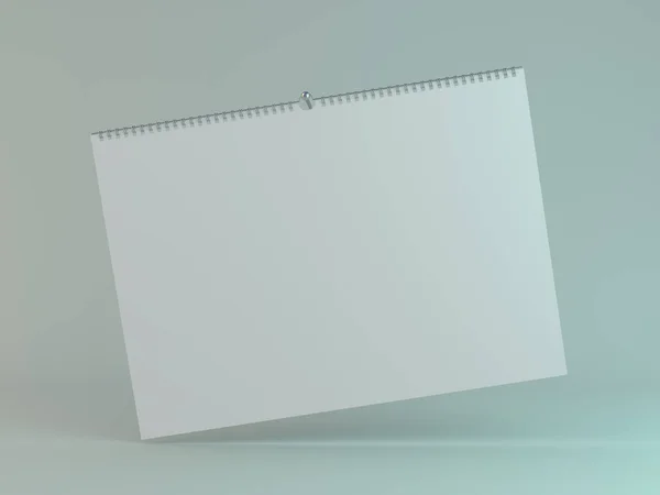 Modelo de calendário horizontal em branco com sombras suaves. 3D — Fotografia de Stock