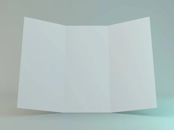 Folleto de plantilla blanca sobre fondo gris. Burlarse. 3D — Foto de Stock