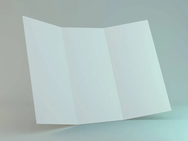 Белый шаблон листовки на сером фоне. Макет. 3D — стоковое фото