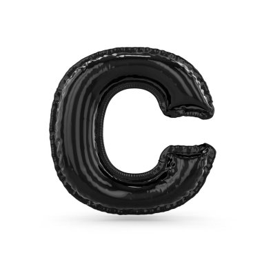 Siyah harf C izole şişme balon yaptım. 3D