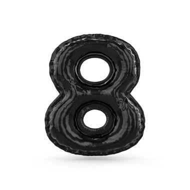 Siyah rakam sekiz izole şişme balon yaptım. 3D