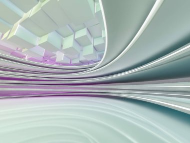 Basit boş odası iç lambalar ile. 3D