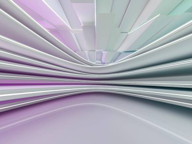 Basit boş odası iç lambalar ile. 3D