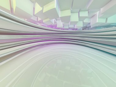 Basit boş odası iç lambalar ile. 3D