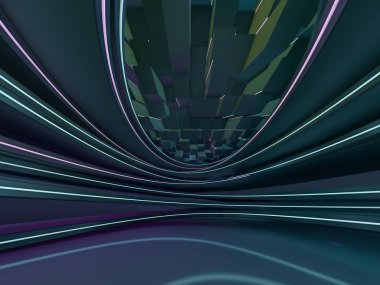 Basit boş odası iç lambalar ile. 3D