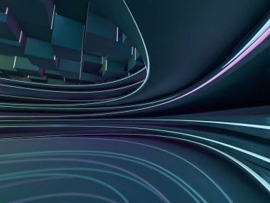 Basit boş odası iç lambalar ile. 3D