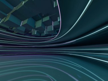 Basit boş odası iç lambalar ile. 3D