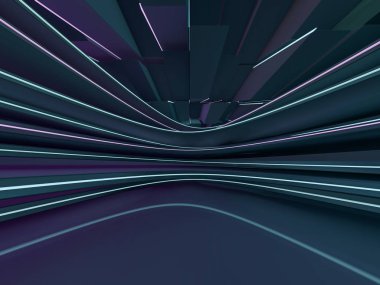 Basit boş odası iç lambalar ile. 3D